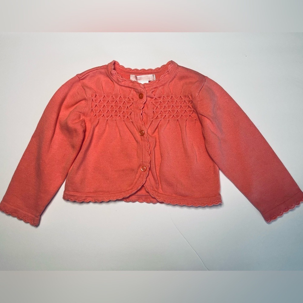 Janie And Jack Baby Girl Cardigan Sweater Peach Color 12-18 Months Cotton